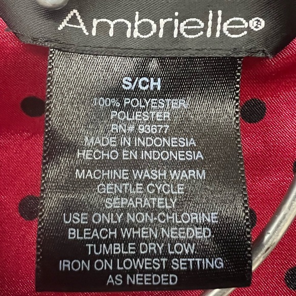 Ambrielle Red Satin Polka Dot Pajama Set Sz S - Picture 2 of 4